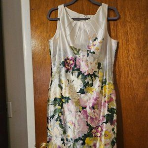 Ann Taylor Watercolor floral sleeveless silk blend dress Size 12